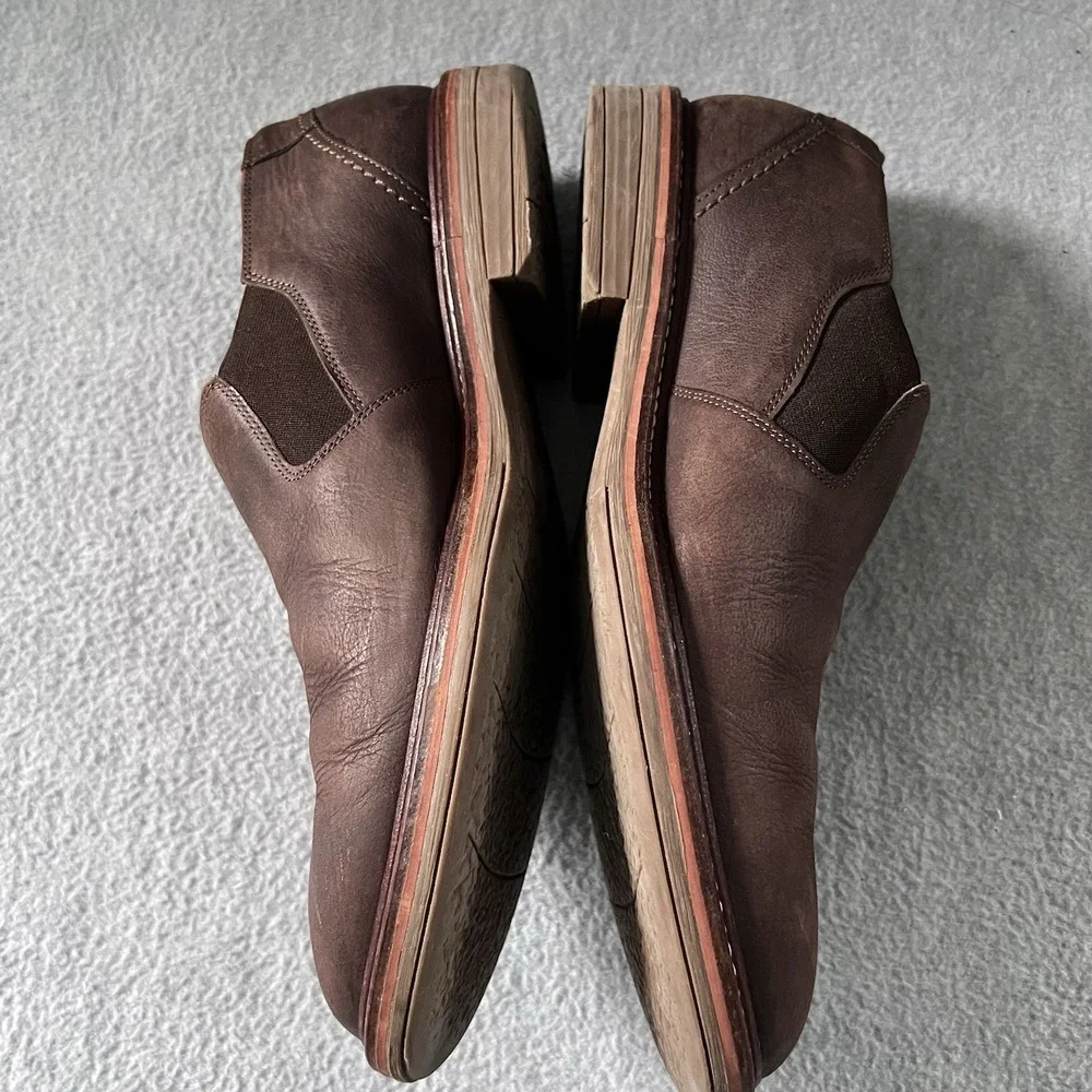 MEPHISTO Men's SIZE 9 Brown‎ Leather Slip Ons Loafers Dress Shoes Shock Absorber